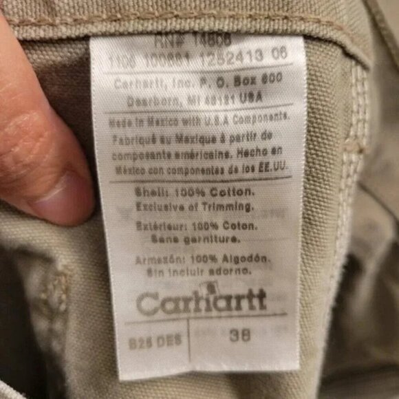 Carhartt utility carpenter cargo work thick cotton canvas gray tan shorts 38 - Picture 7 of 7